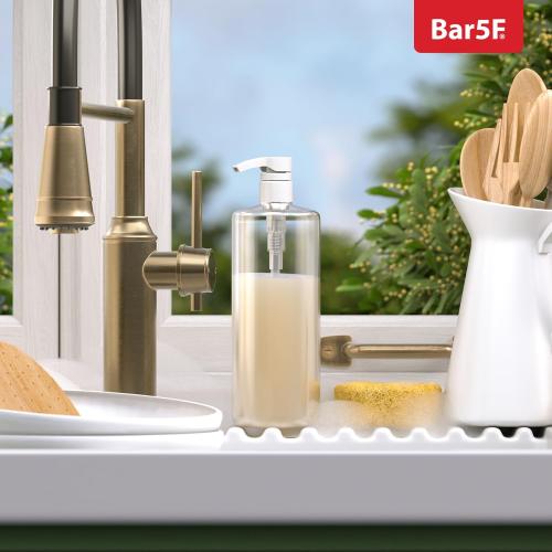 Bar5F Pump Bottle 32-Ounce 1-Liter Empty for Shampoo Conditioner Body Wash Lotion BPA-Free Crystal-Clear 2Pk