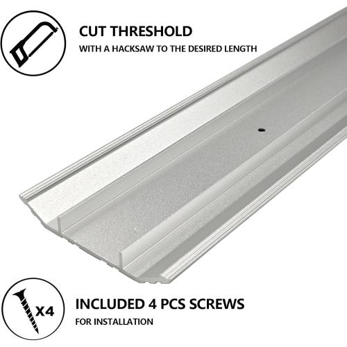 Heavy Duty Corrugated Aluminum Door Threshold for Exterior Doors- Door Saddle- Metal Flooring Transition Strip- Door Sill Extension- 4 W,1/2 H,35.43 L,Silver Anodized, Mill Finish,1Pc