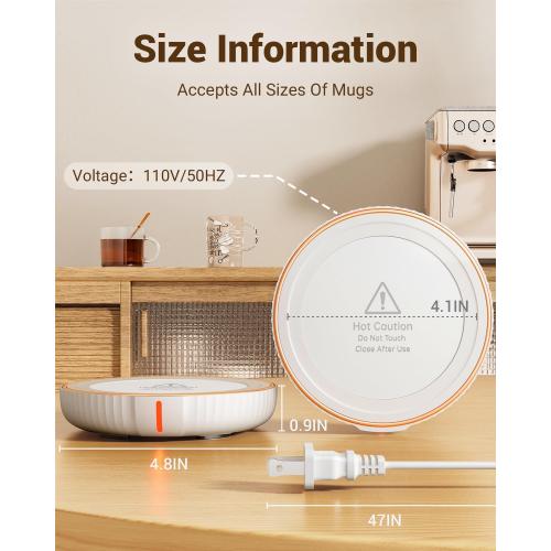 HouseGem Large Candle Warmer Plate - Coffee Cup Mug Warmer for Desk, Candle Melter, Electric Mug Heater for Beverages, Milk & Tea, Coffee Accessories Ideal Gifts Keep Cup Warm (White)
