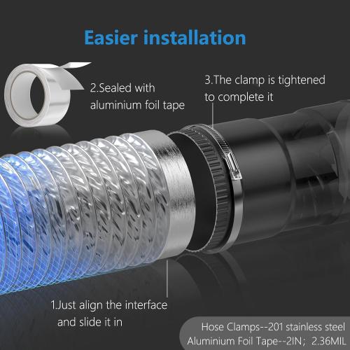 HOOMESUN Dryer Vent Hose 4 Inch 3FT Heavy Duty Flexible Exhaust Duct Hose, Thick 6-Ply Aluminum Foil Insulated Ducting for Tight Space, HVAC Ducting Kit with 2 Clamps and 1 Tape