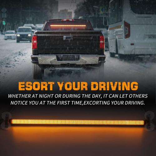 XRIDONSEN 35 inch Traffic Advisor Amber Light Bar 144 LED Rear Window Strobe Lights Emergency Warning Flashing Safety Interior Windshield Lights w/Directional for Plow Trucks Construction Vehicles
