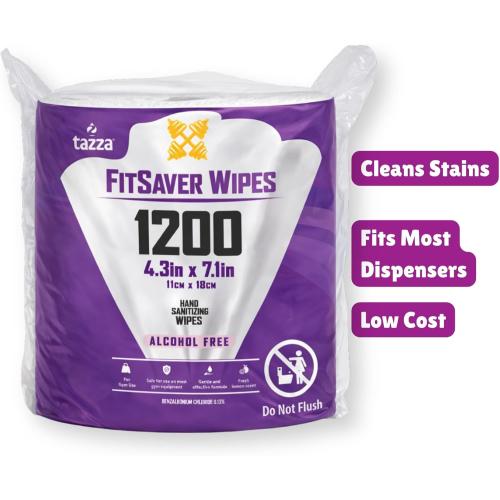 Tazza TAZZAWP1200 Wet Wipes - Bulk 4 x 1200 Ct, Durable Pre-Saturated Cleaning Gym Equip Wipes. 1 penny a wipe!