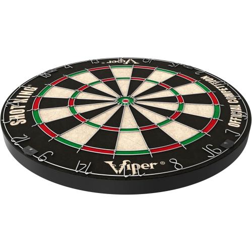 Viper by GLD Products Shot King Regulation Bristle Steel Tip Dartboard Set with Bullseye Metal Radial Spider Wire Compressed Sisal Board with Rotating Number Ring Includes 6 Darts Black