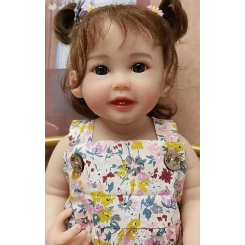 TERABITHIA 22 Inches Cute Lifelike Happy as Can be Reborn Baby Doll Crafted in Full Body Silicone Vinyl Anatomically Correct Realistic Smiling with Teeth Newborn Toddler Dolls Washable Girl WW01379-b