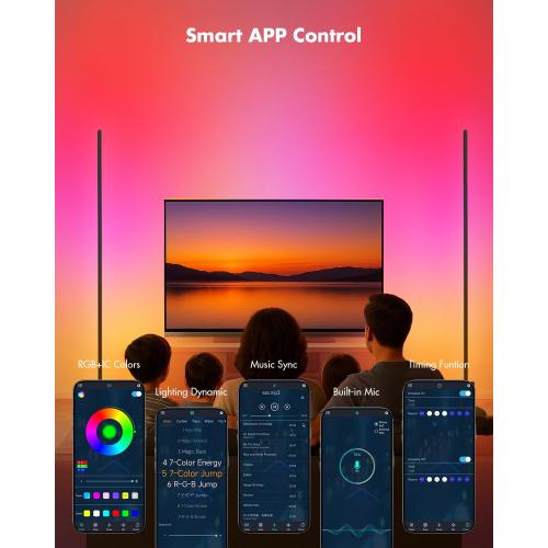 Corner Floor Lamp - 2 Pack LED Corner Lamp with App/Remote/Button Control, Smart LED Floor Lamp with Music Sync and 16 Million Colors, Color Changing Standing Lamp for Living Room, Bedroom