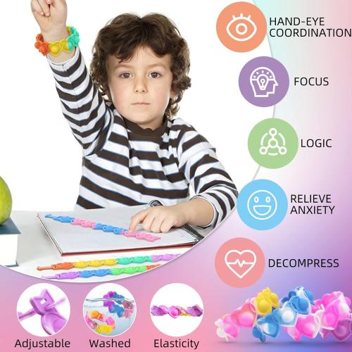 AYGXU 30pcs Valentines Day Gifts. Valentines Day Cards for Classroom & School. Heart POP Bracelets. Valentine's Classroom Exchange Cards & Kids Party Favors. Valentines Goody Bag Filler