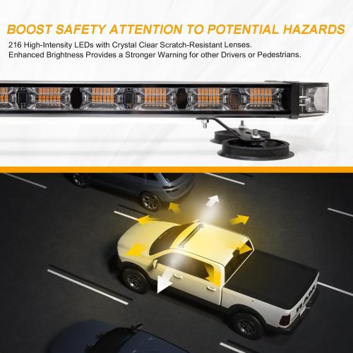 LUMENIX 38 Inch 216 LED Rooftop Strobe Emergency Lights Bar w/Controller Amber Warning Flashing Traffic Lightbar and White Alley Take Down Light for Construction Vehicles Towing Work Trucks Snow Plow