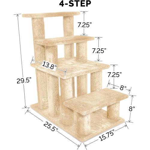 Furhaven Steady Paws Multi-Step Pet Stairs for High Beds & Sofas - Cream, 4-Step