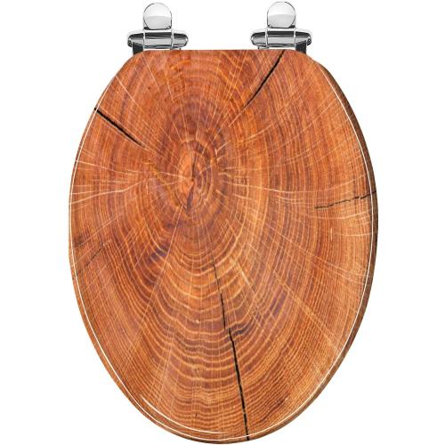 Elongated Toilet Seat Thick tree cut rings Resin Toilet Seat with Quietly Close Quick Release Hinges Decorative Toilet Seat with Cover Easy to Clean and Install Rustic Bathroom Decor