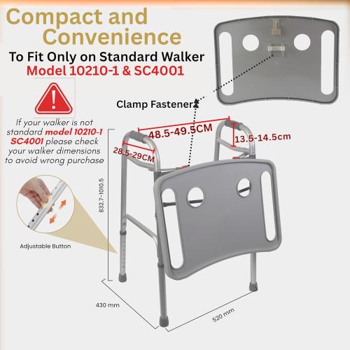 Walker Tray for Folding Walker with Cup Holders, Non-Slip Mat & Bag - Adjustable Universal Plastic Food Table for Seniors - Detachable Guardian Accessories - Removable Walker Trays for rolling walker