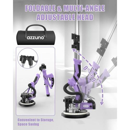 Drywall Sander with Vacuum Dust Collector, AZZUNO 12A Popcorn Ceiling Removal Tool, Electric Drywall Tools with 5 Variable Speeds (800-1900RPM), 12pcs Sanding Discs (Purple)