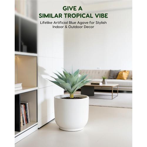 Velener Artificial Outdoor Blue Agave Plant - Small Size UV Resistant Fake Agave Plants for Indoor and Outdoor Decor(18 Inch)-2 Pack