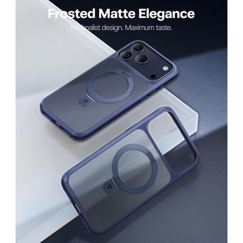 TORRAS Ostand for iPhone 17 Pro Case Magnetic, Fit for MagSafe, 4X Military Drop Protection, Camera Control, Slim Phone Case for iPhone 17 Pro with Kickstand, Translucent Matte Cover 6.3, Deep Blue
