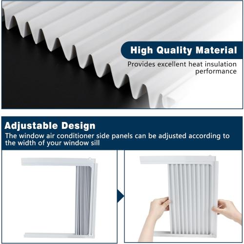 Window Air Conditioner Side Panels with Frame,Window AC Side Panels Insulation Curtain Kit,Fits for Most 5000BTU Window AC Units