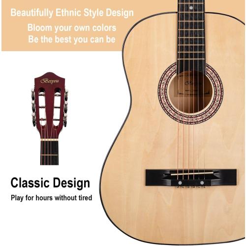 Acoustic Guitar 38 Wood Guitar with starter kit-Travel Gig Bag, Tuner,guitar pick with Beginner Set for Kids/Adults -Natural
