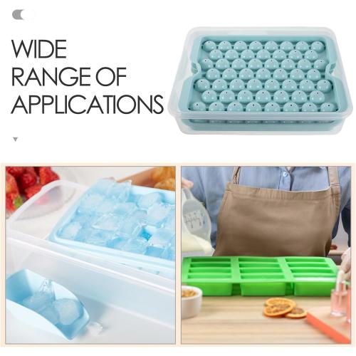 FENICAL Ice Sphere Maker Ice Cube Tray with Lid and Scoop Reusable Pp Material Easy Press Portable Design for Freezing Beverages in Freezer