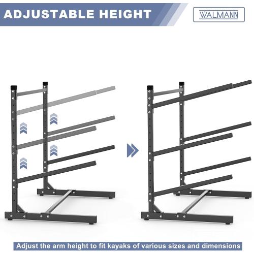 WALMANN Garage Kayak Rack, Heavy-Duty Metal Kayak Storage Rack Adjustable Freestanding Kayak Stand