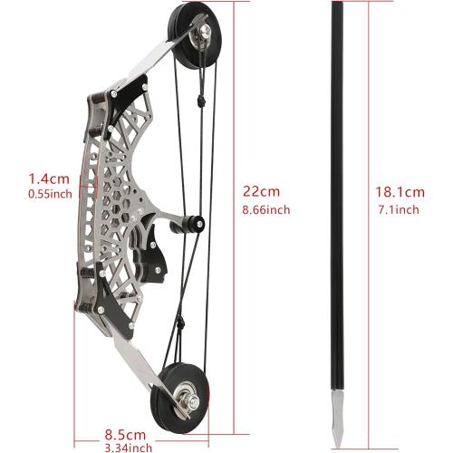 Compound Bow Set Indoor Archery Recreational Gift Stainless Steel Rustproof 11.7 Lbs Draw Air Release Safety Includes 4/12 Arrows Target Paper 22cm Portable (Silver)