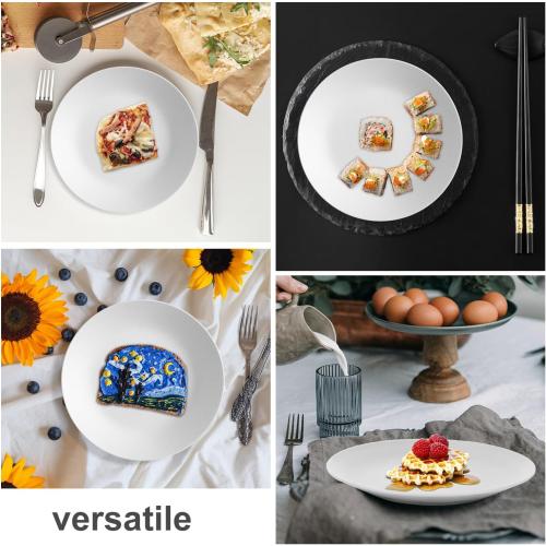 White Wrova Wheat Straw Dinner Plates 10 Inch Unbreakable Set of 8 - Dishwasher & Microwave Safe Plastic Plates Reusable - Lightweight Plates for kitchen,camping,picnic,R.V. - White
