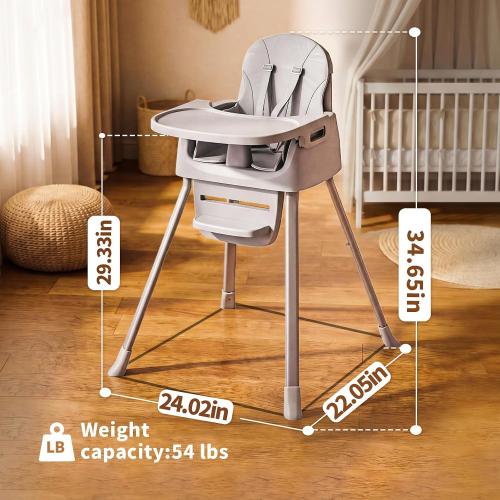 Portable Baby Highchair for Months Infants and Toddlers with 5 Point Harness Convertible Comfortable Seat for Cozy Eating Table Sit Up High Chair and Seats for Sitting Up Back Booster Feeding Chairs | Feeding Chairs with 5 Point Harness Convertible Seat, Adjustable Tray & Footrest, Dishwasher-Safe Tray & PU Leather Cushion