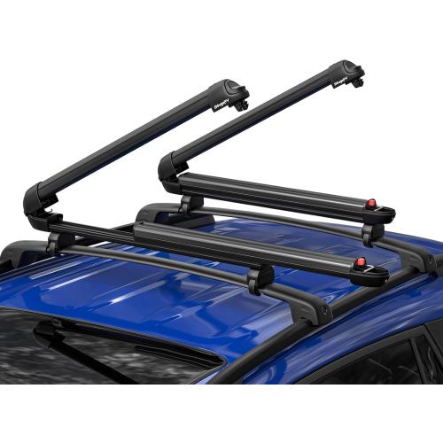 BougeRV Lockable Ski & Snowboard Racks, Extension with Sliding Feature, 28'' Fits 6 Pairs Skis or 4 Snowboards, Crab Mounting System Fits for Square/Aero/Oval Cross Bars