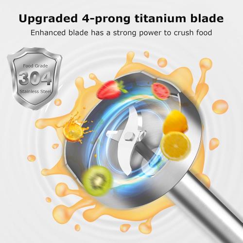 Bonsenkitchen Hand Blender, Immersion Blender with 2 Mixing Speed, Electric Handheld Mixer Portable Stick Mixer with Stainless Steel Blades for Soup, Smoothie, Puree, Baby Food