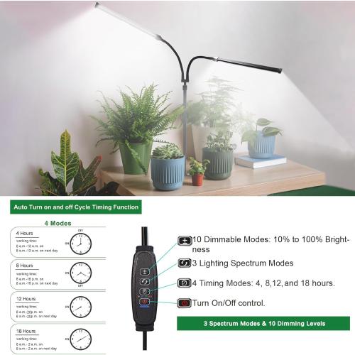 2025 Professional Grow Lights for Indoor Plants Growing, 126 LEDs 6000K Full Spectrum Plant Grow Lights Indoor, Height Adjustable (13-38''), 3 Spectrum Modes   10 Dimming with 4/8/12/18H Timer