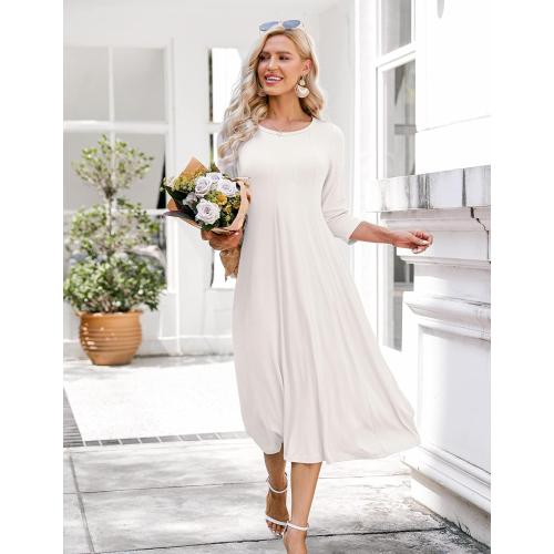 HOTOUCH Women's 3/4 Sleeve A-line and Flare Midi Long Dress size 2x