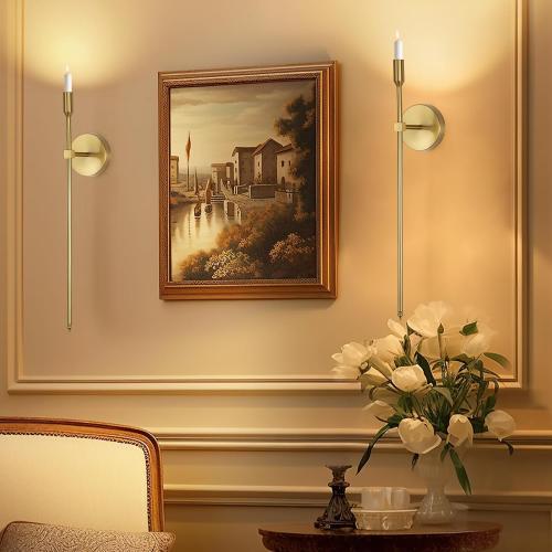 Gold Candle Sconces Long Wall Candle Holder, Set of 2 Large Wall Candle Sconce Modern Chic Home Decor for Bedroom, Dining Room, Living Room 23