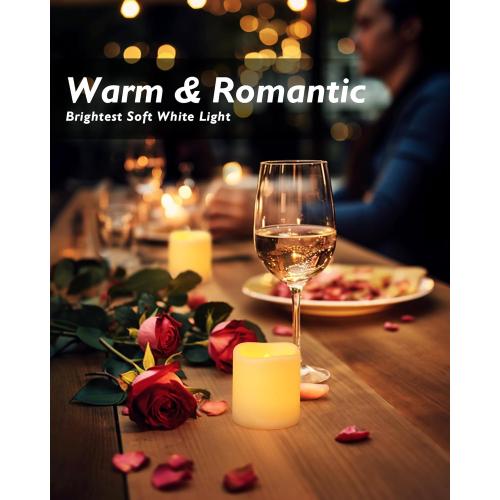 Homemory Set of  24Pack Flickering Flameless Votive Candles,200 Hour Electric Fake Candles,Battery Operated LED Tealight for Wedding,Table,Outdoor,Halloween,Christmas Decoration-Amber Yellow