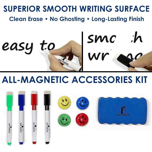 Whiteboard Set - Dry Erase Board 18 x 24 in with 1 Magnetic Dry Eraser, 4 Drywipe Markers and 4 Magnets - Small White Hanging Message Scoreboard for Home and Office (18x24 in)