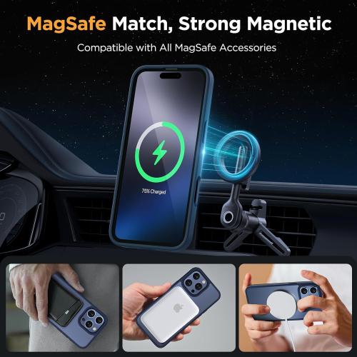 Size iPhone 16 Pro Max Color Blue Miracase Magnetic Series for iPhone 16 Pro Max Case [Compatible with MagSafe] [with Screen Protector] Military-Grade Protection, Anti-Fingerprint, Slim Phone Case for 16 Pro Max 6.9 inch- Dark Blue