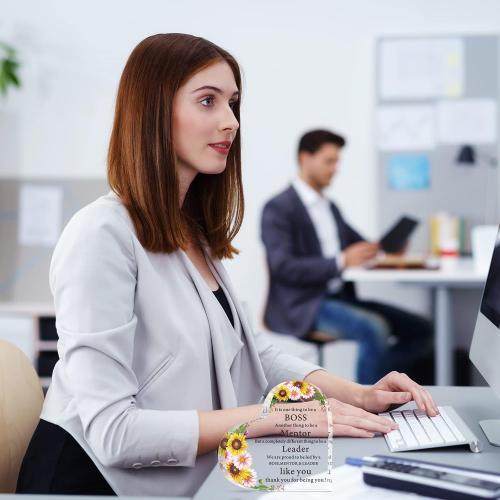 Yulejo Christmas Gift for Boss Work Boss Day Gifts for Women Men Heart Shape Acrylic Plaque Boss Paperweight Gift Thank You Boss Lady Office Desk Gift for Birthday Appreciation Retirement (Sunflower)