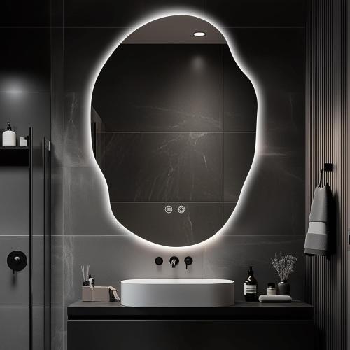 LED Bathroom Mirror with Lights,Asymmetrical Led Bathroom Vanity Mirror for Wall with Front and Backlit, Anti Fog, 3 Colors and Dimmable Light,[Horizontal/Vertical] 35 H x 25 W