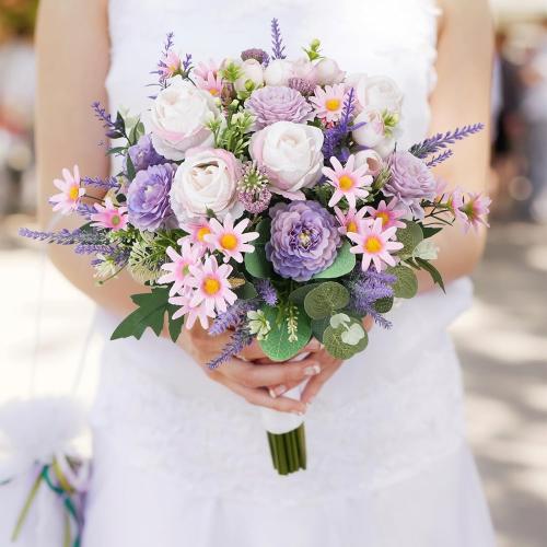 Artificial Silk Flower Arrangements, Fake Flower Bouquet for Cemetery
