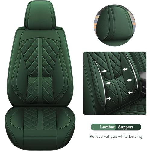 otoez Car Seat Covers Full Set, Universal Leather Seat Cover 5 Seat Waterproof & Breathable Automotive Seat Protector Full Coverage for Cars Sedens, Trucks, SUVs, Vans (Green)
