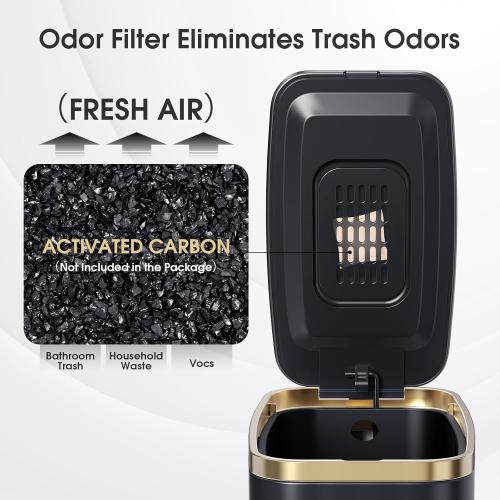 CEROELDA Small Bathroom Trash Can with Lid Soft Close-5L/1.3 Gal Slim Garbage Can-Metal Step Wastebasket-Rectangle Narrow Waste Bin for Office, Bedroom, Toilet, Live Room (Black)