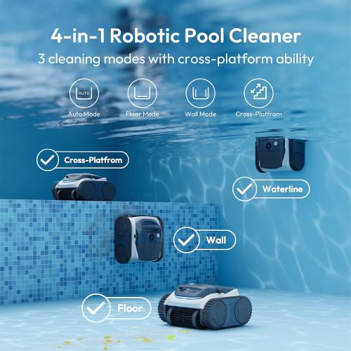 (2026 New) Bubot 700 Pool Vacuum for Inground Pools, Cordless Robotic Pool Cleaner for Above Ground Pools with 210-Min Runtime, Triple Motors, APP Control, Floor/Wall/Waterline Cleaning, Dark Grey