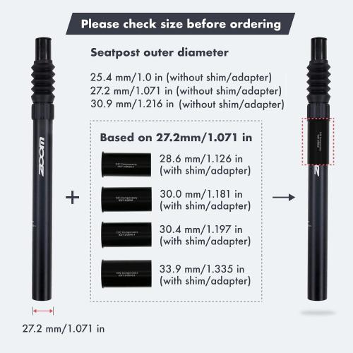 DJC Suspension Seatpost Shock Absorbing Bike Seat Post Adjustable Rebound 40mm Travel No Clamp 25.4 26.8 27.2 28.6 30.4 30.9 31.6mm for MTB Road City Bike