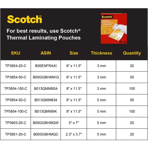 Scotch Thermal Laminator Machine, 5 Minute Warm-up, 9 Input, for Laminating Sheets Up to 5-Mil Thick
