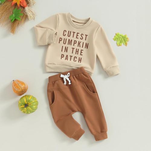 Adobabirl Toddler Baby Halloween Outfit Boy Girl Pumpkin Patch Crew Sweatshirt and Pants Set Halloween Fall Baby Clothes (2-3T)