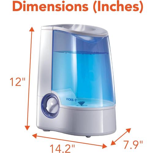 Vicks Warm Mist Humidifier Filter-Free 1-Gal Tank, Auto Shut-Off, Night Light, VapoPad and VapoSteam Compatible
