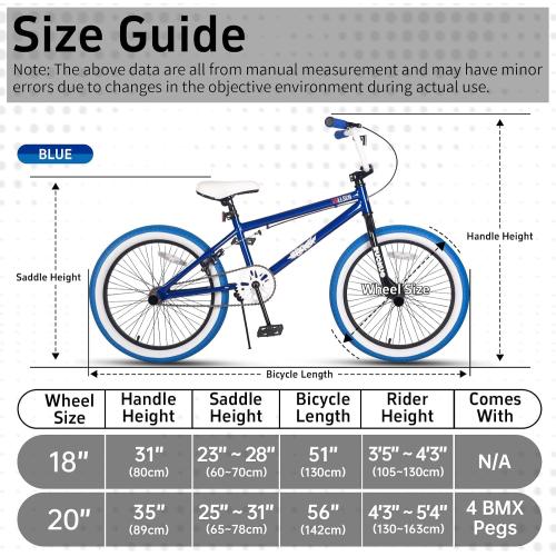 vollsch Freestyle BMX Bikes 18 20 Inch Kids Bicycle for 6-15 Years Old Teens, Boys, Girls, Beginner-Lever Riders,Multiple Colors