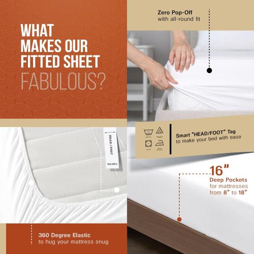 TEXAS LINEN CO. Luxury Egyptian Cotton King Size Sheet Set - 600 Thread Count 4 PC Deep Pocket Fitted and Flat Sheets, Soft, Cooling Extra Long Staple Hotel-Quality Bedding with Sateen Weave - White