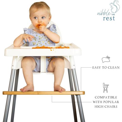 Nibble and Rest Woodsi Footsi Highchair Footrest for IKEA Antilop, Bamboo Wooden Footrest, Height Adjustable, High Chair Accessories,Suitable Footstool with Rounded Corners