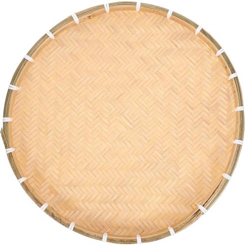GANAZONO Bamboo Woven Tray Round Bamboo Basket for Food Storage Decorative Woven Container for Parties Homes and Restaurants