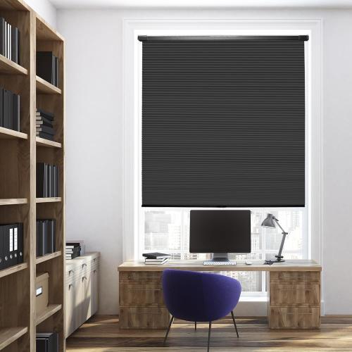 Cordless Cellular Shades, No Drill No Tools Honeycomb Window Blinds, Blackout Light Blocking Cellular Shades for Window, Thermal Insulation Blinds, Easy to Install, Black 29 W x 64 H