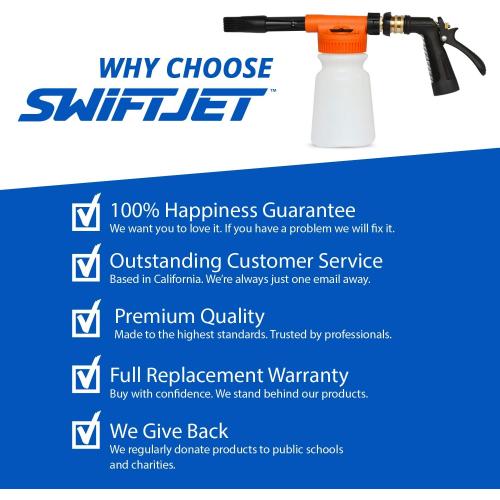 SwiftJet Car Wash Foam Gun   Microfiber Wash Mitt - Foam Cannon Works with Any Soap - Garden Hose Car Foam Sprayer - Car Wash Kit - Car Accessories Foam Blaster (Orange Foam Gun with Mitt) | No pressure washer needed, get thick soapy foam at home! Perfect for cars, rv's, boats and motorcycles
