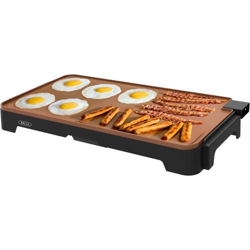 bella XL Electric Ceramic Titanium Griddle, Make 15 Eggs At Once, Healthy-Eco Non-stick Coating, Hassle-Free Clean Up, Large Submersible Cooking Surface, 12 x 22, Copper/Black