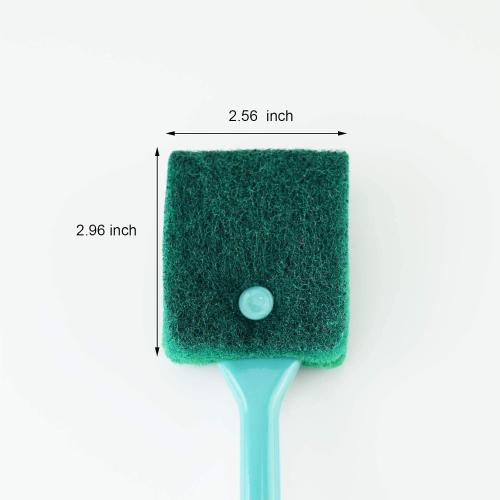 3 PCS Double-Sided AOODOOM Aquarium Fish Tank Algae Cleaning Brush with Non-Slip Handle, Sponge Scrubber Cleaner for Glass Aquariums and Home Kitchen